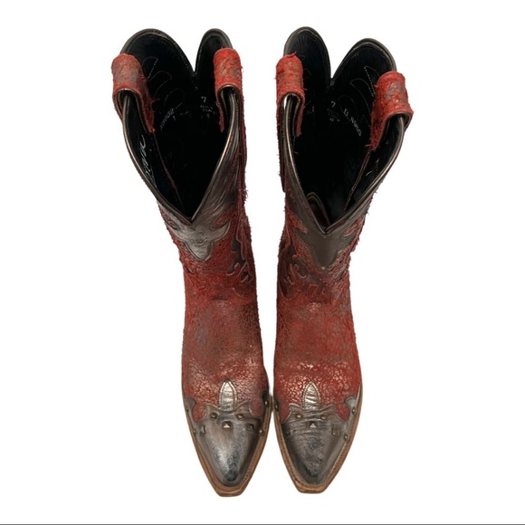 Lucchese Diva Amata Leather LIMITED EDITION Shimmer Studded Western Boots - Picture 4 of 16